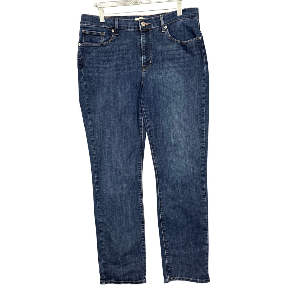 Levis Jeans‎ Womens 12 Blue Dark Wash Classic Straight Mid Rise Stretch Denim